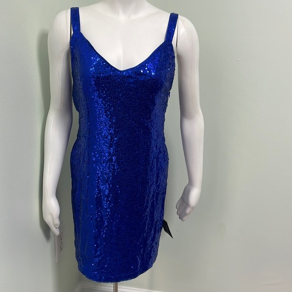 Blue sequin Homecoming mini dress NEW - Picture 1 of 7